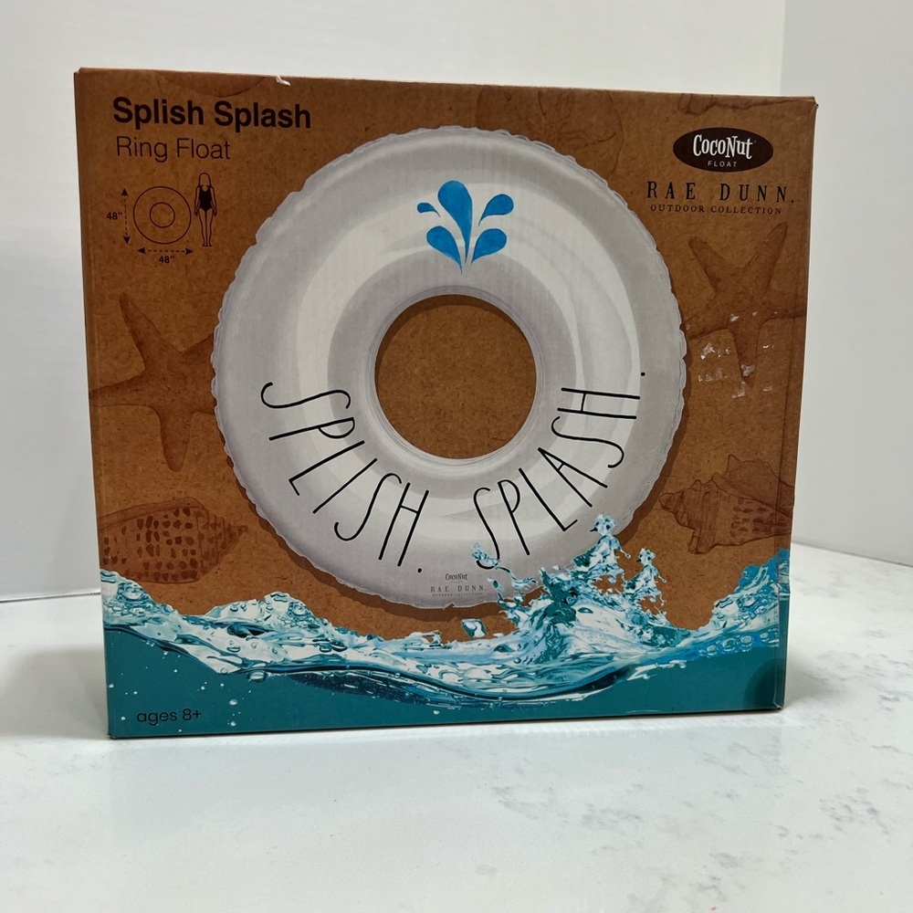 Rae Dunn White Ring Float with Black Text